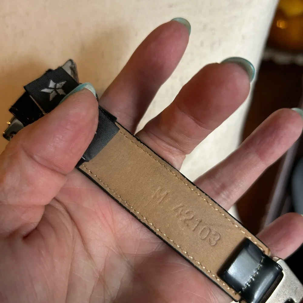 Vintage BRIGHTON Faux Tortoise Links & Black Leather Belt